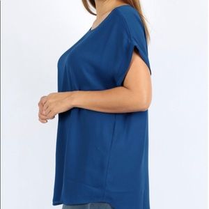 Zenana Blouse Sapphire Blue  1X NEW